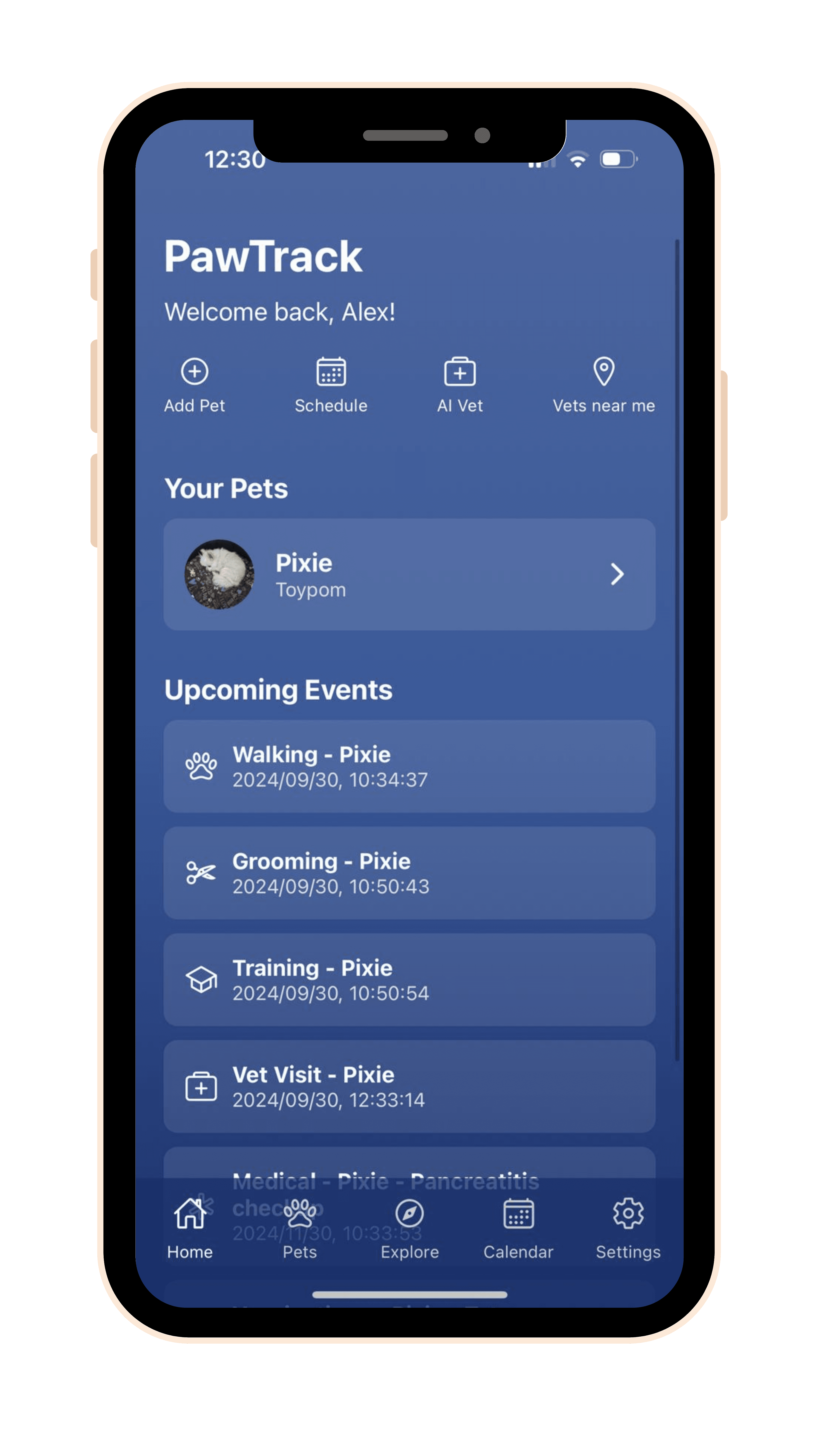 PawTrack App on Phone